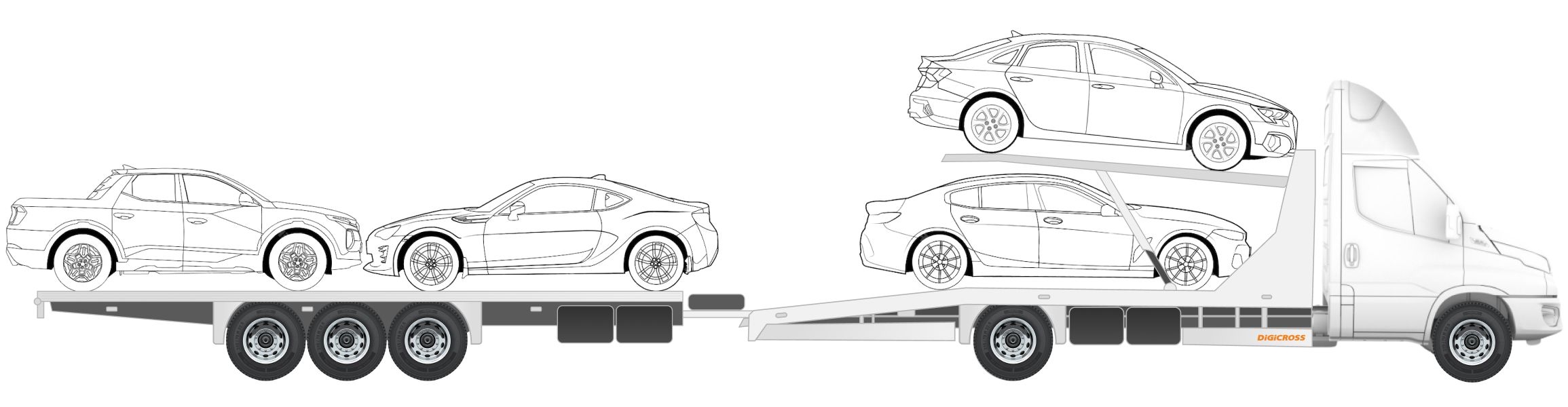 Four passenger cars