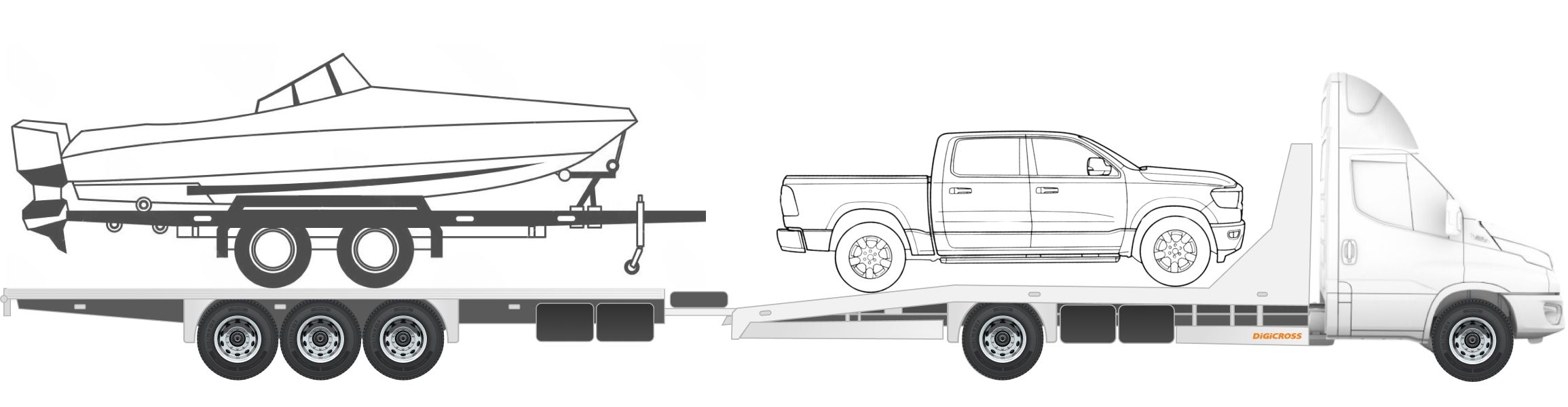 Camionnette et bateau à moteur