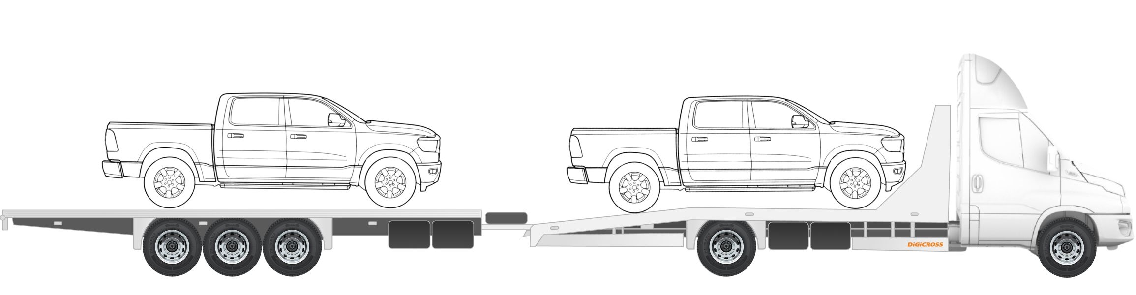 Dwie ciężarówki typu pick-up
